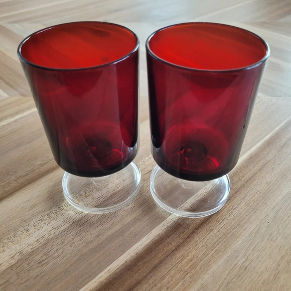 Cavalier Other - Luminarc Arcoroc France Cavalier Ruby Red Stemware  Wine Glasses 70's